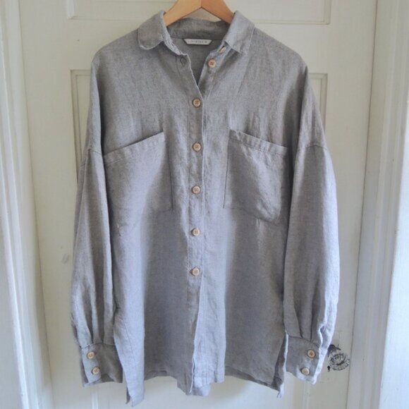 Linenfox Gray Vika Wool & Linen Shirt XS *Oversized* - Picture 1 of 10